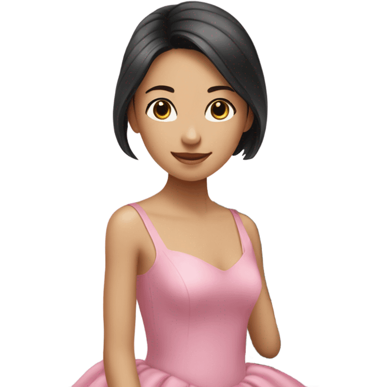 Asian girl pianist with pink dress emoji