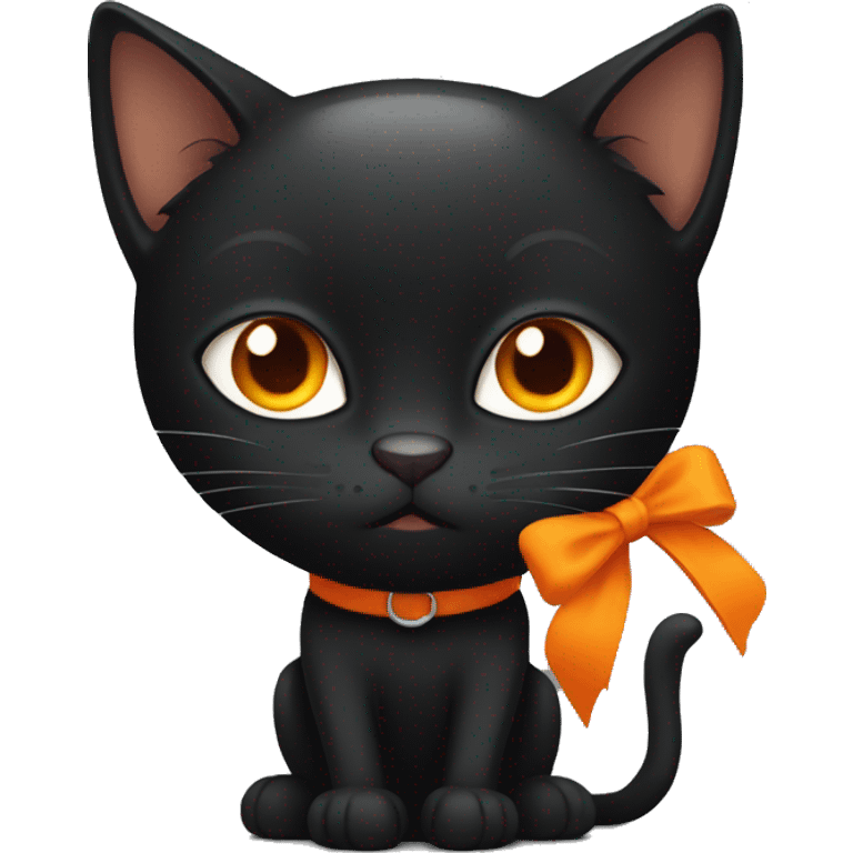 Black cat with orange  emoji