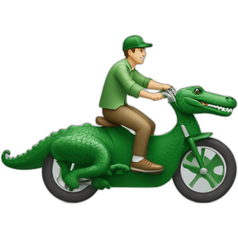 Guy using lacoste riding in crocodile emoji