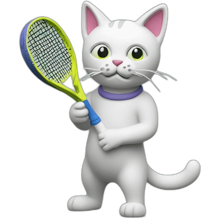 Plasticine cat with a tennis racket in his hand emoji