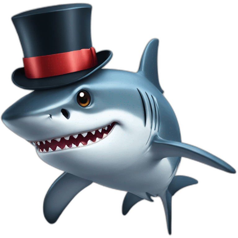 Shark with a top hat emoji