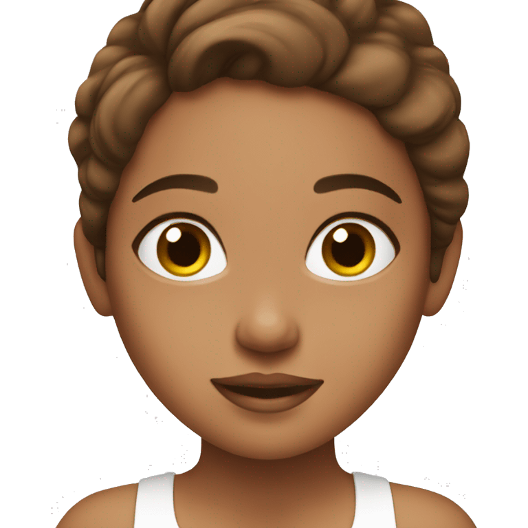 A girl with brown hair doing skincare emoji