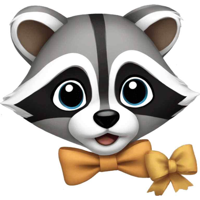 A raccoon with a bow emoji