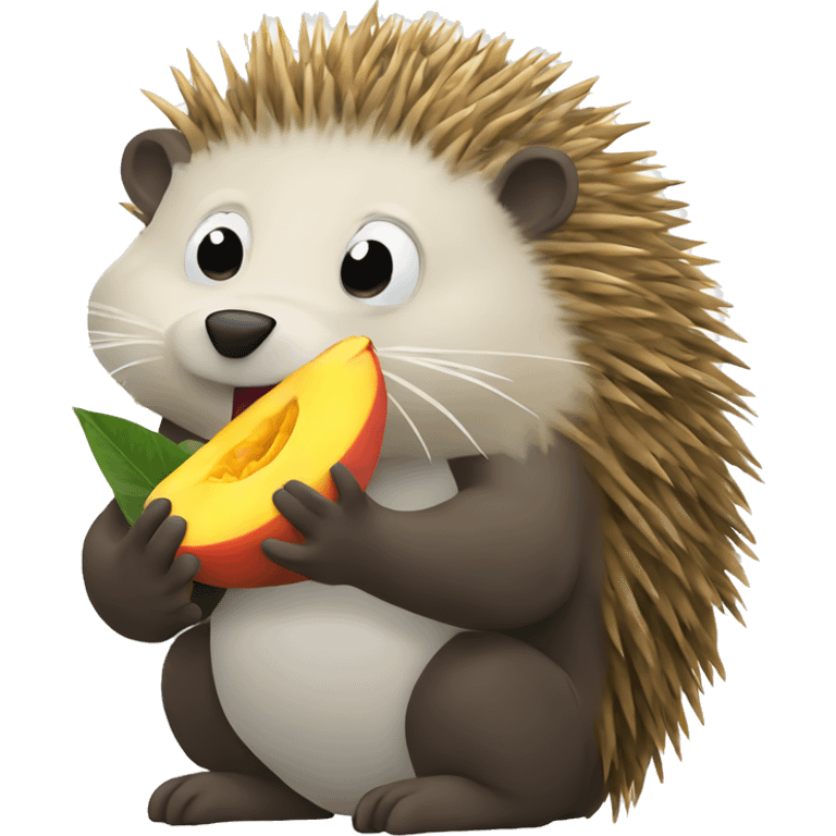 Porcupine eating a mango emoji