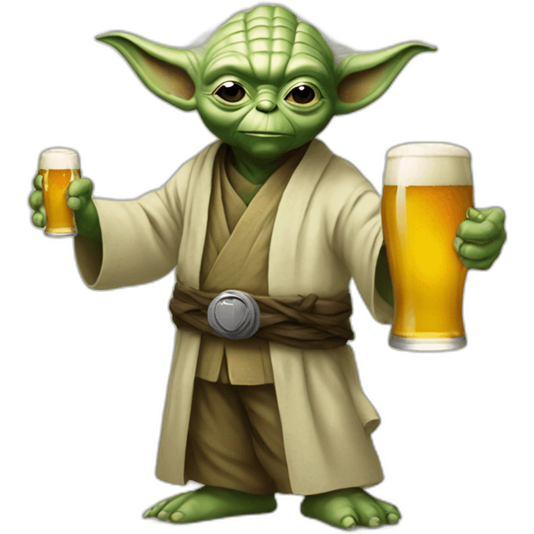 Yoda with a beer emoji