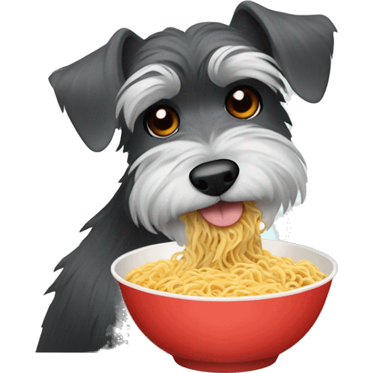 schnauzer eating ramen noodles emoji