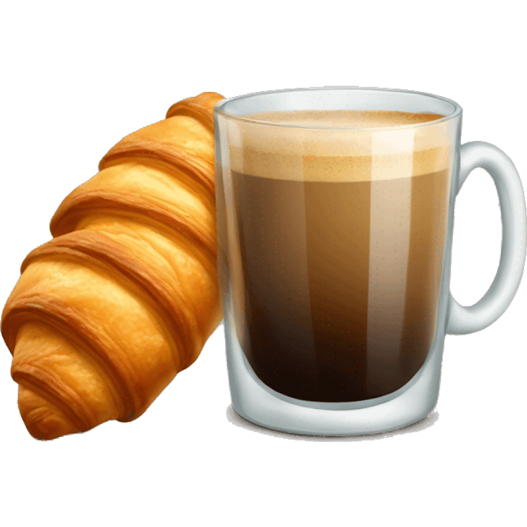 A glass of coffee with a croissant emoji