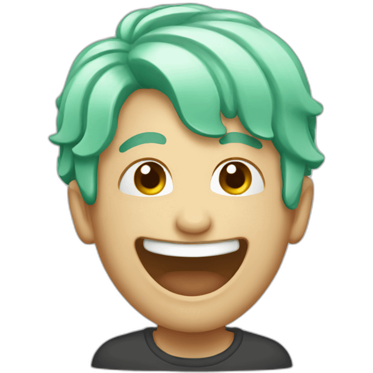 person laughing with a mint hair emoji