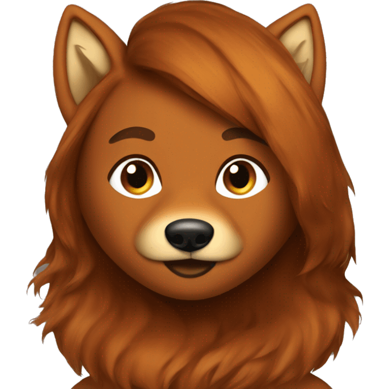 Fox with brown human hair emoji