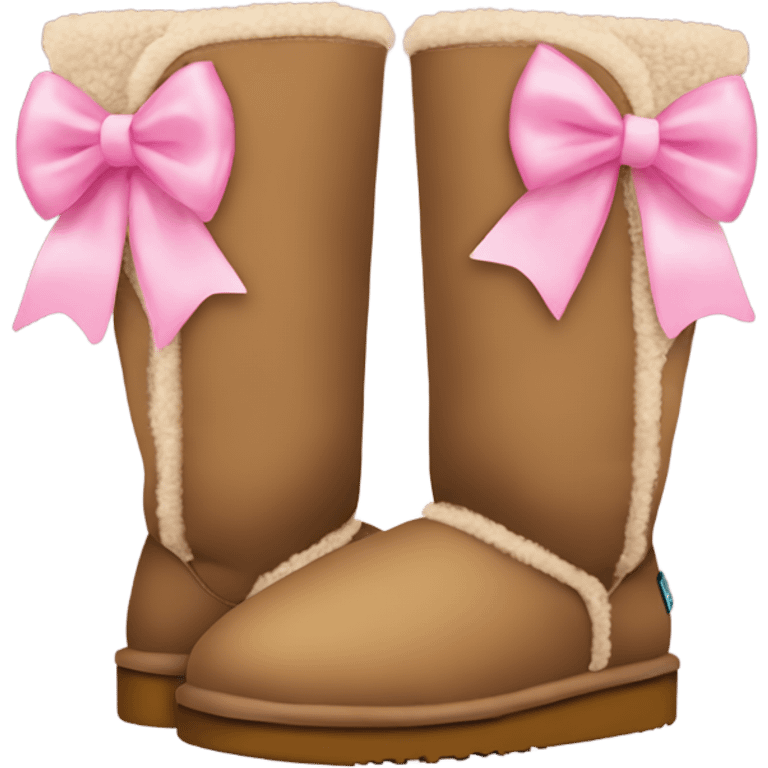 Uggs with a light brown and with pink bows emoji