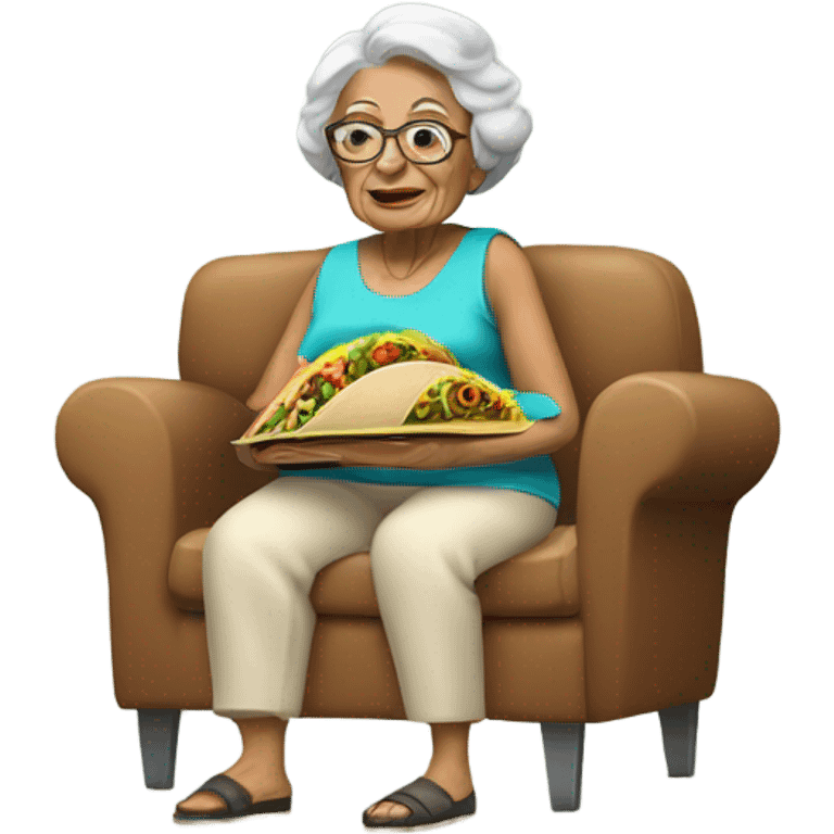 Granny with tacos between her legs emoji