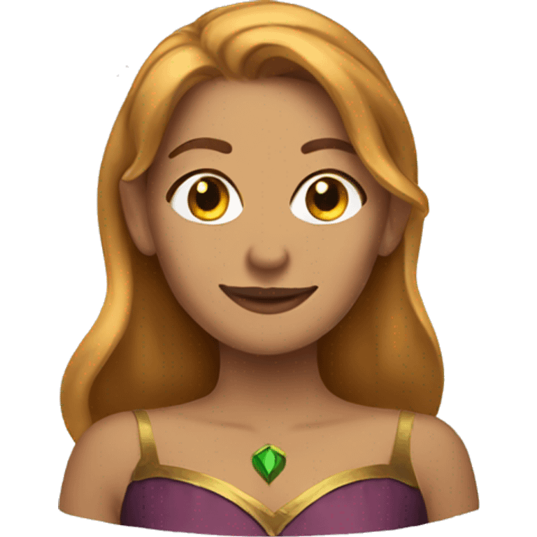 Woman with golden brown hair with elf ears emoji