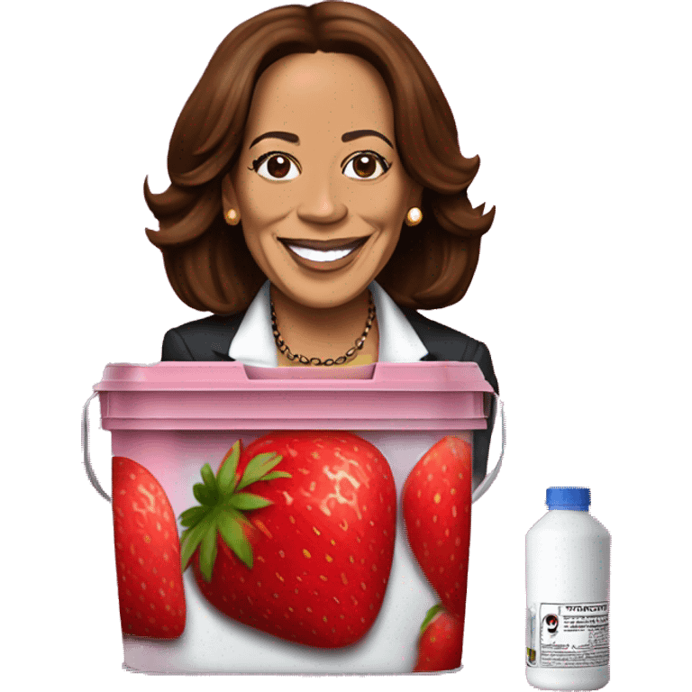 Kamala Harris using a strawberry flavored galaxy gas container emoji