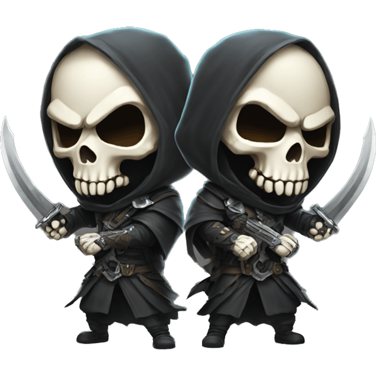 reaper skull RAID in the style of chibi character emoji