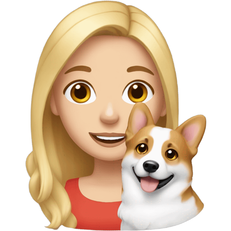 Blonde girl with a corgi emoji