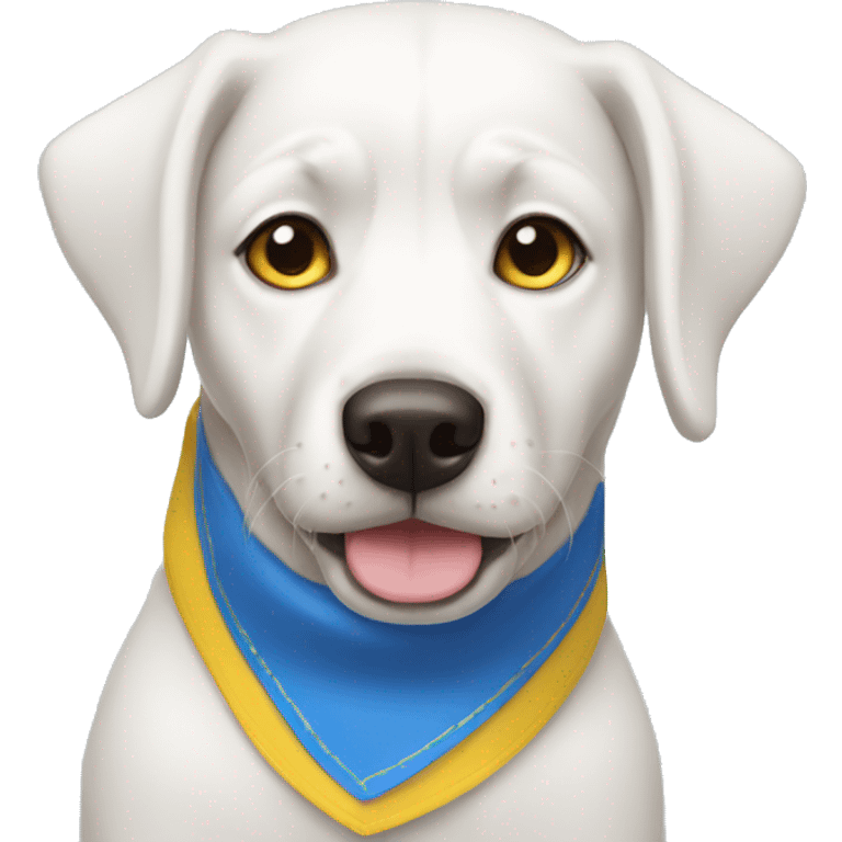 White dog blue eyes blue bandana and yellow collar  emoji