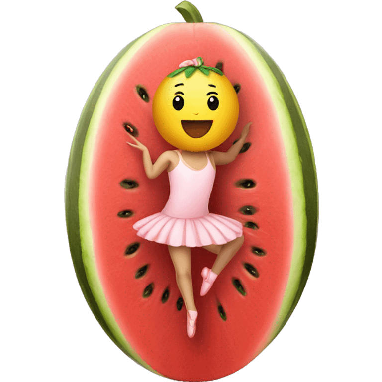 ballerina emerging from watermelon like a chick from an egg emoji