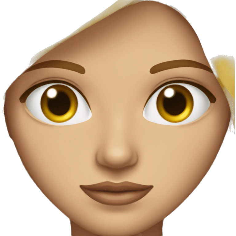 Mujer blanca ojos miel pelo  melena castaño emoji