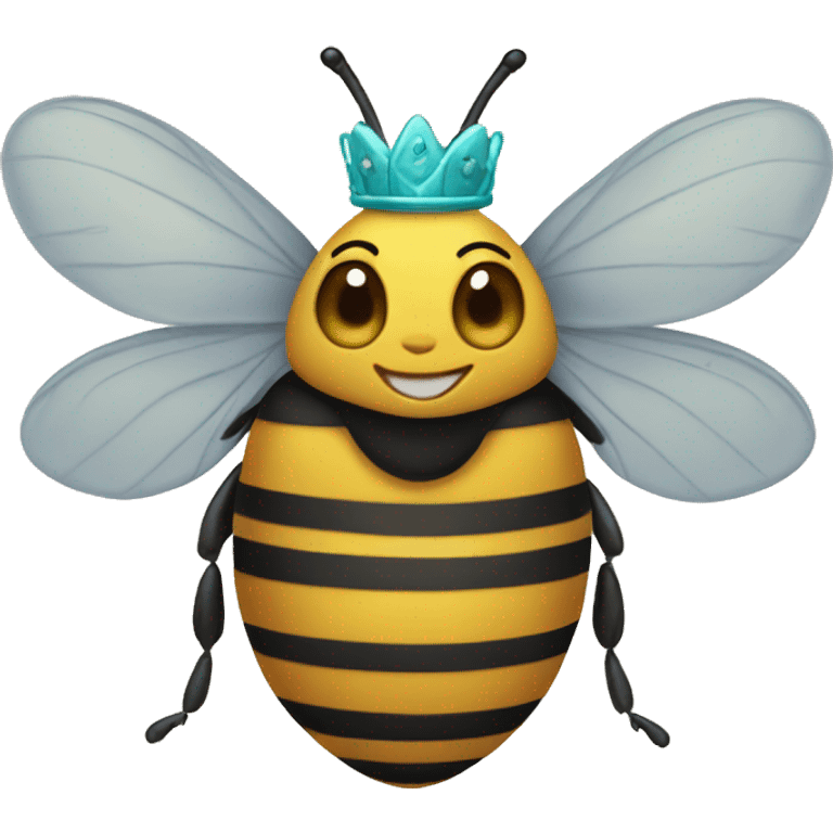 Bee wearing a crown with eyelashes emoji