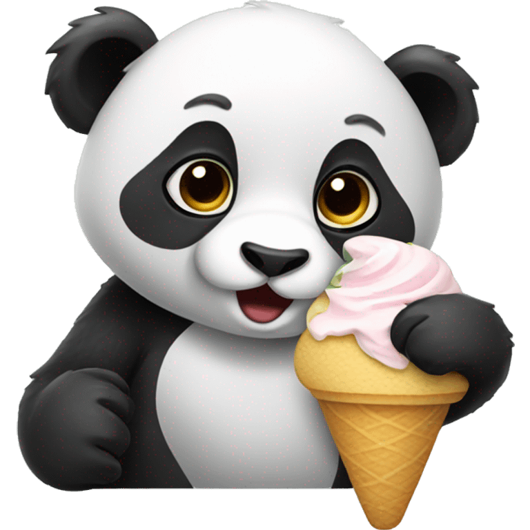 Panda eating ice cream emoji