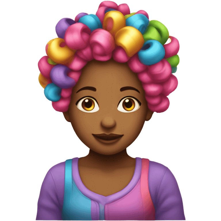 Little girl with hair curlers  emoji