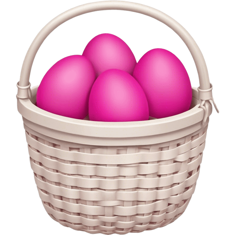 White basket with pink Easter eggs emoji