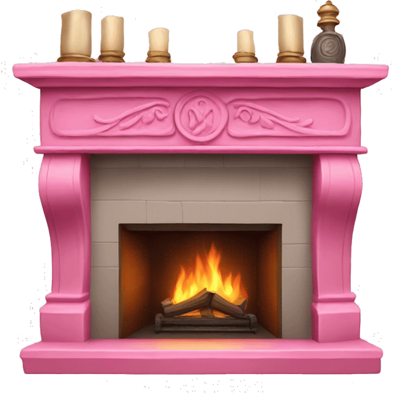 Pink realistic decorated fireplace  emoji