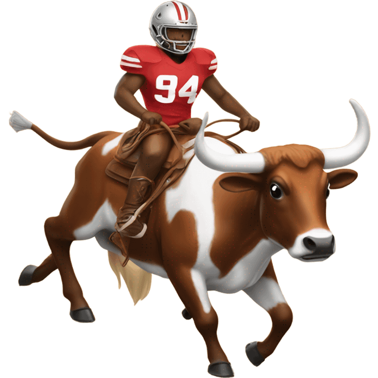 Buckeye mascot riding a longhorn emoji