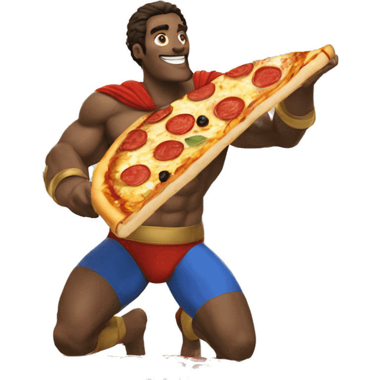 greek-italian superhero eating pizza emoji