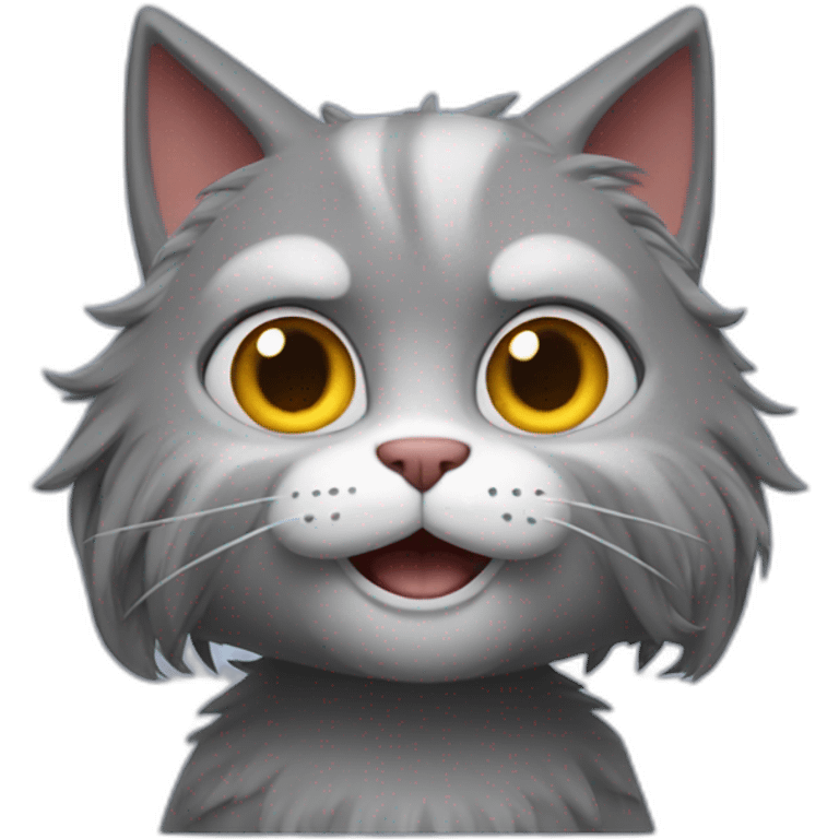 Pixar long hair cat grey devil emoji