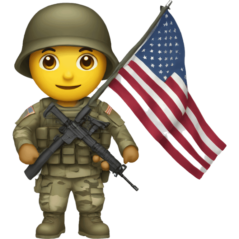 A soldier holding american flag emoji