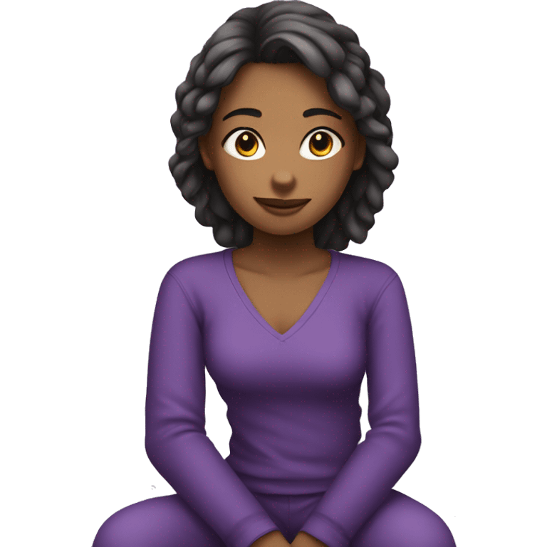 girl sitting criss cross purple shir emoji