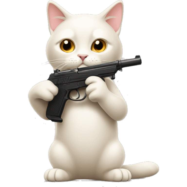 Beige white Cat with toy gun emoji