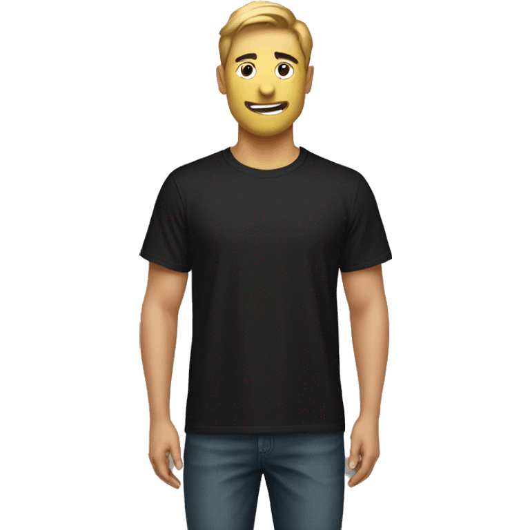 a black t-shirt with a size label emoji