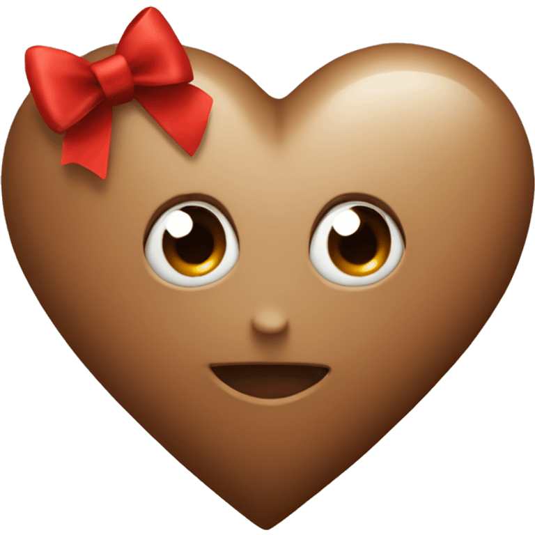 Brown heart with red bow  emoji