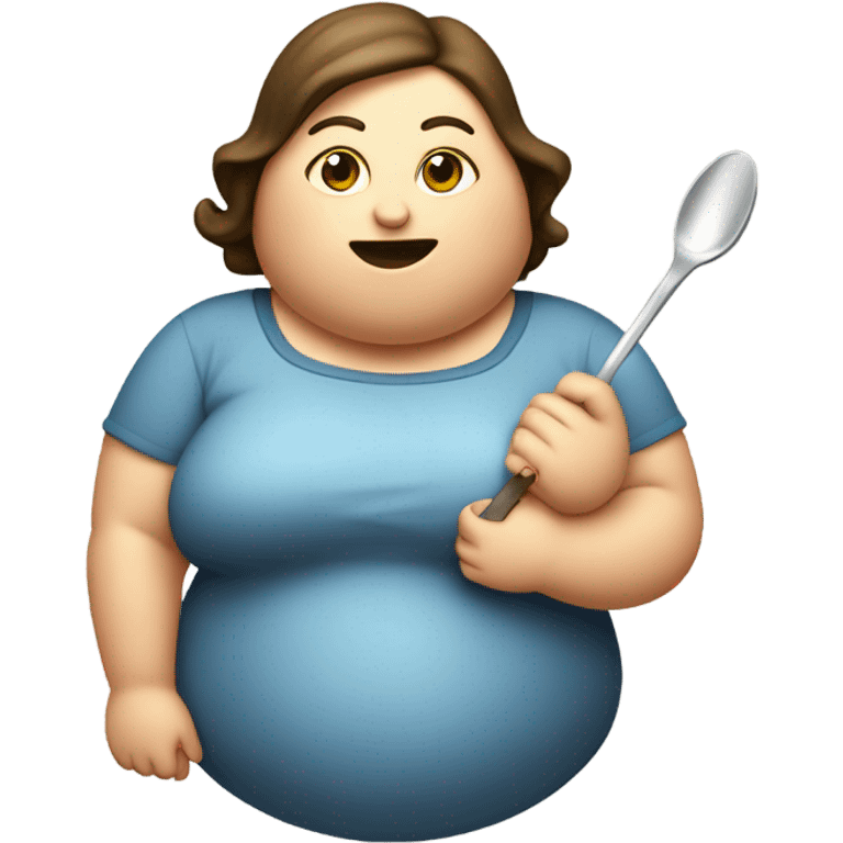 Fat girl with a spoon and lighter with sugar on her spoon and her lighter under it  emoji