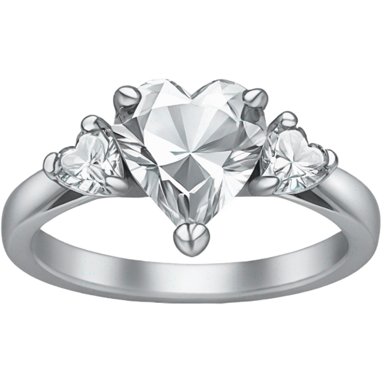 Heart shaped diamond with tear drop diamonds on the side in white gold ring emoji