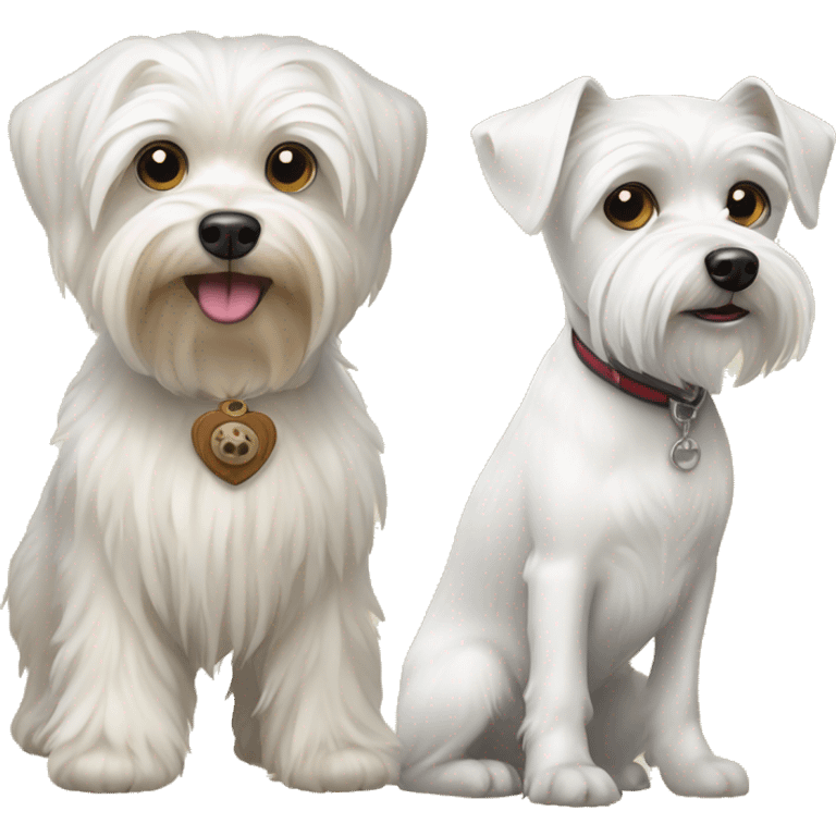  white maltese dog and biver York terrier   emoji