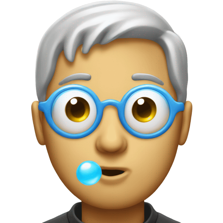 man with one eye blowing a bubble with gum emoji