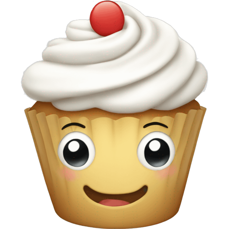 White cupcake with a happy face emoji