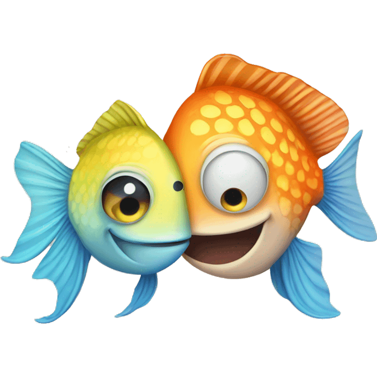 Two fish love each other  emoji