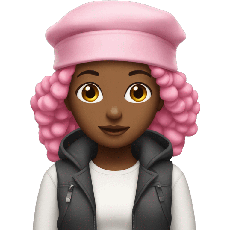 Black girl with pink hair bonnet  emoji