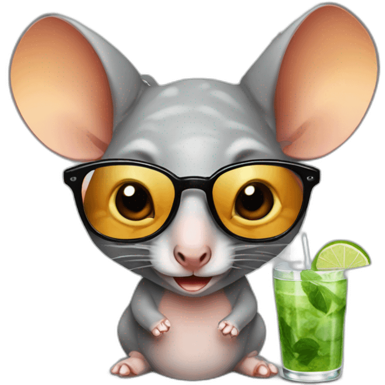 Elephant Shrew with glasses drinking mojito emoji