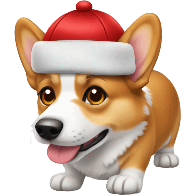 a corgi dog using red cap emoji