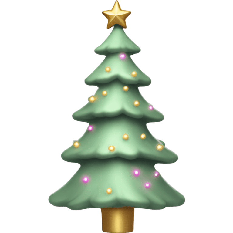 Sage green Christmas tree with baby pink lights and suttle gold star on the top emoji