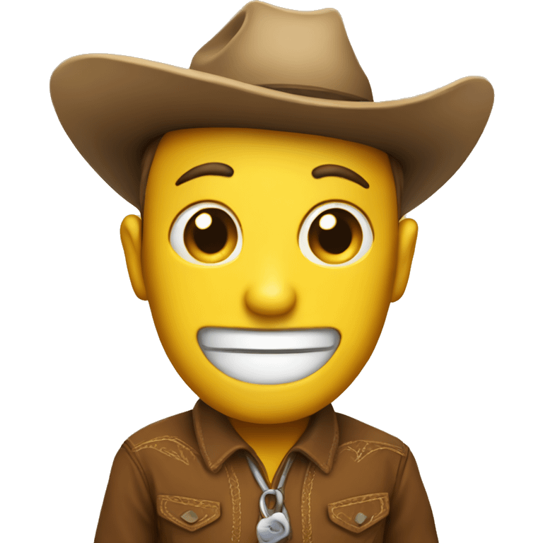 A yellow apple face emoji, but a cuter cowboy emoji