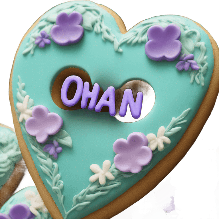 Teal purple Cookie heart with ohana emoji