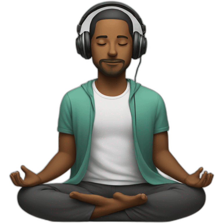 man meditating with headphones emoji