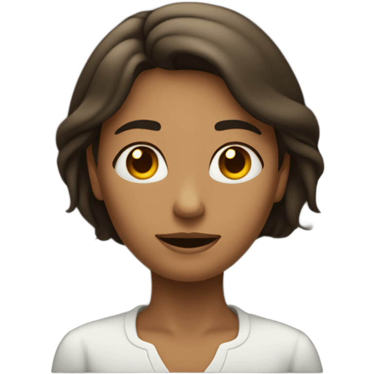 Un emoji de una mujer morena llorando, que tenga pelo liso, de color oscuro  emoji