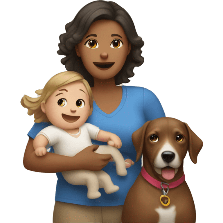 Mom with a baby and a dog emoji